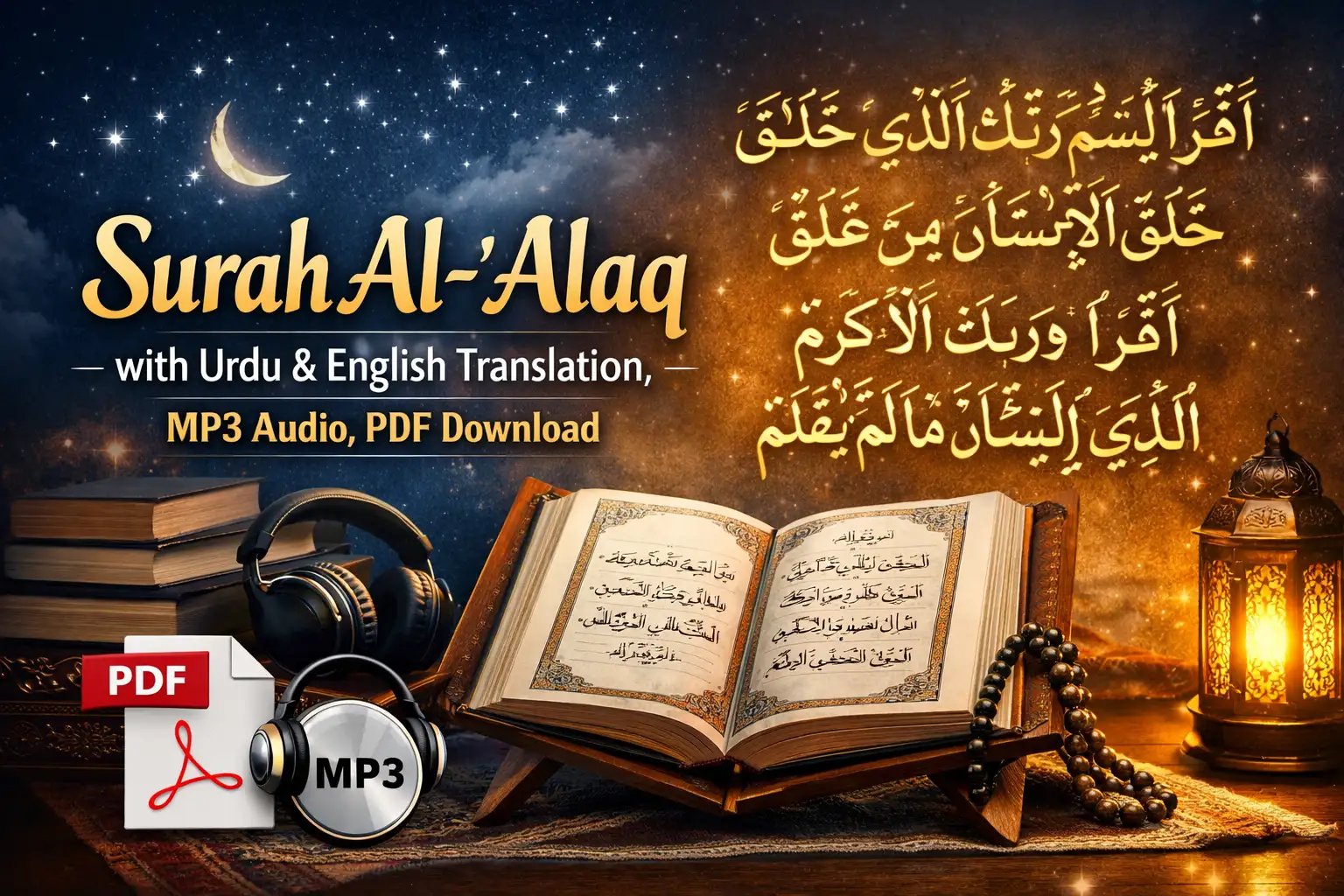 Surah Al-Alaq with Urdu & English Translation, MP3 Audio, PDF Download