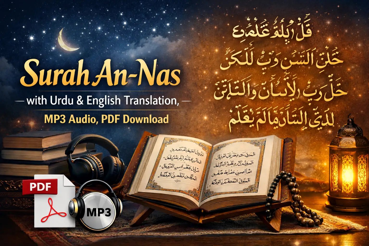 Surah An-Nas with Urdu & English Translation, MP3 Audio, PDF Download