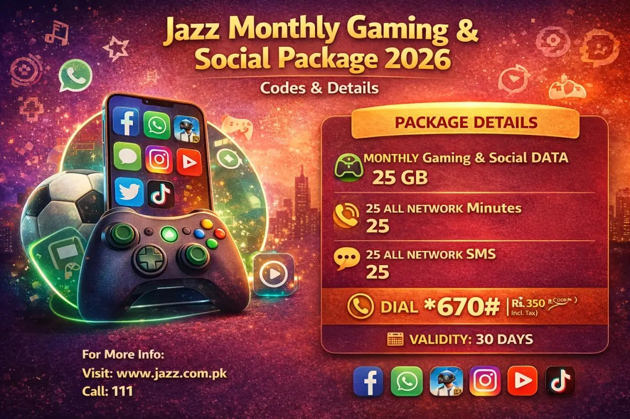 Jazz Monthly Gaming & Social Package 2026 - Codes & Details