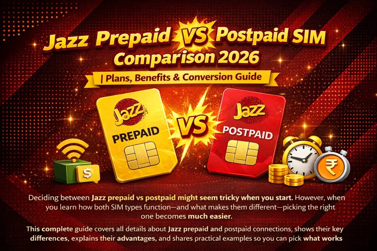 Jazz Prepaid vs Postpaid SIM Comparison 2026 | Plans, Benefits & Conversion Guide